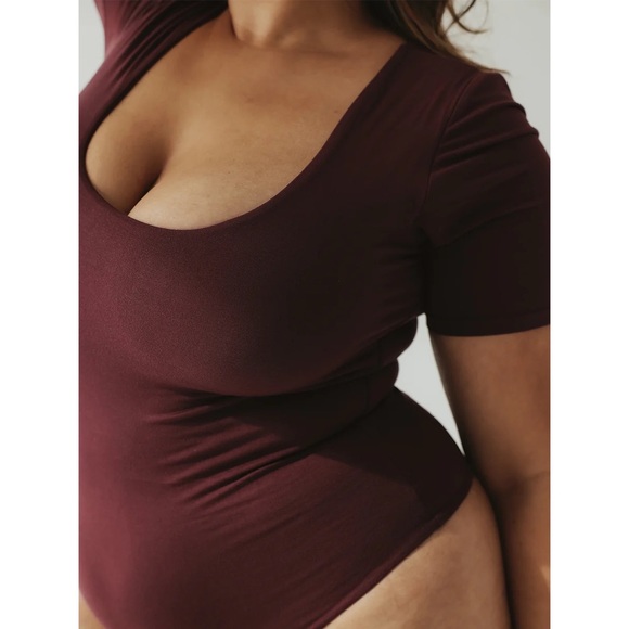 💜 (NWOT) Klassy Network Quarter Sleeve Scoop Bramisuit in Mahogany | XS - Picture 4 of 11